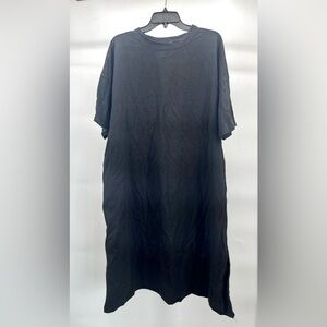 Dressed in LALA Black Midi Dress Large Oversized Loose Fit Solid Black Midi